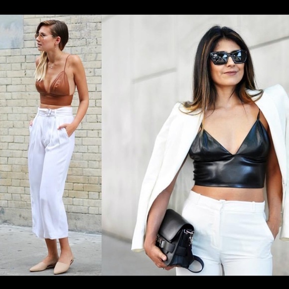 Tops - Faux leather bralette camel brown